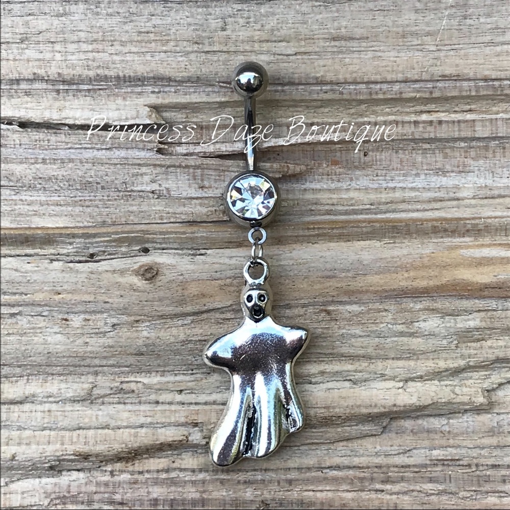 Silver Ghost Belly Button‎ Ring